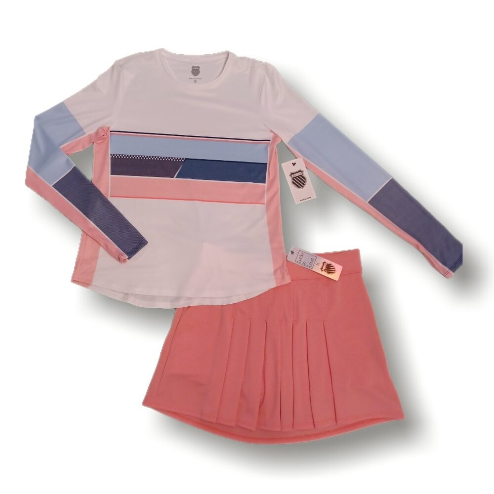 LUCKY IN LOVE K-Swiss collab outfit set Size SMALL skirt and long sleeve top